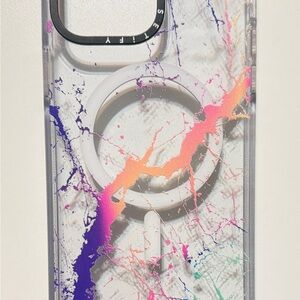 Casetify iPhone 14 Pro Max Hypnotic marble rainbow MagSafe case.